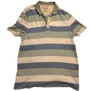 Fasso Elba Supima Mens Collared Short Sleeve Colored Stripes Polo Shirt Sz L
